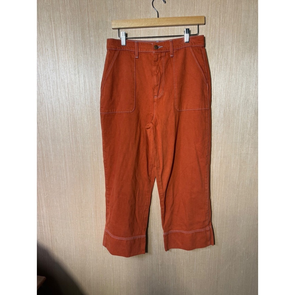 Roller Rabbit Orange Crop Pants Women's Size 6 Front Patch‎ Pockets Cotton Blend